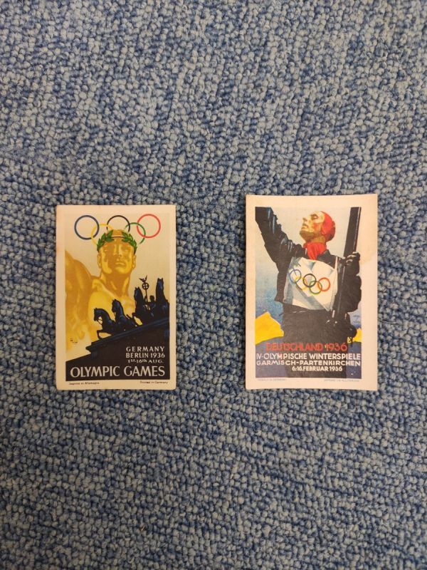 [激レア　未使用] 1936年ガルミッシュ＆1936年ベルリン オリンピック大会組織委員会ラベルシール 2枚セット 検:切手, 記念切手, ラベル