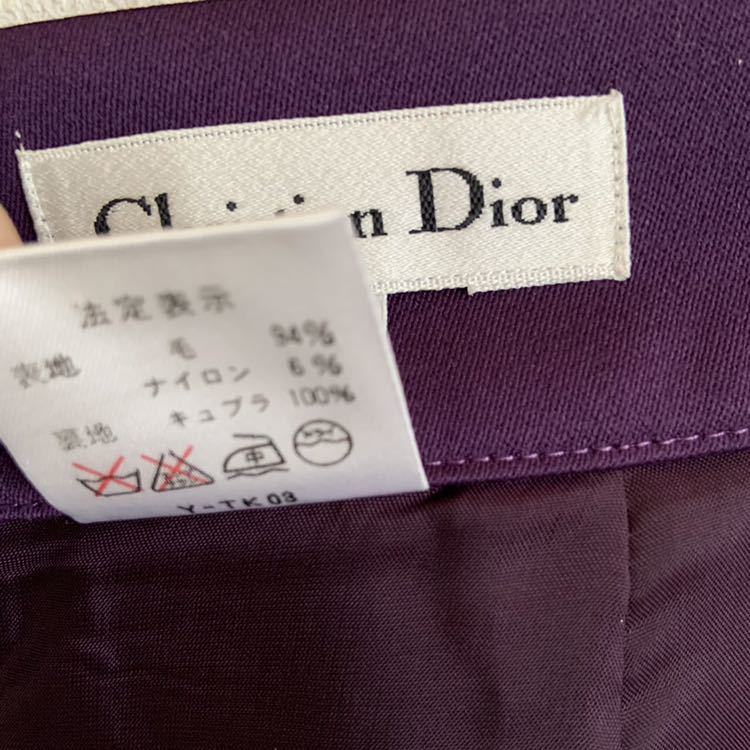 未使用 Christian Dior ディオール ロングスカート タイトスカート 膝丈 サイズL パープル系 紫 オフィス タグ付き