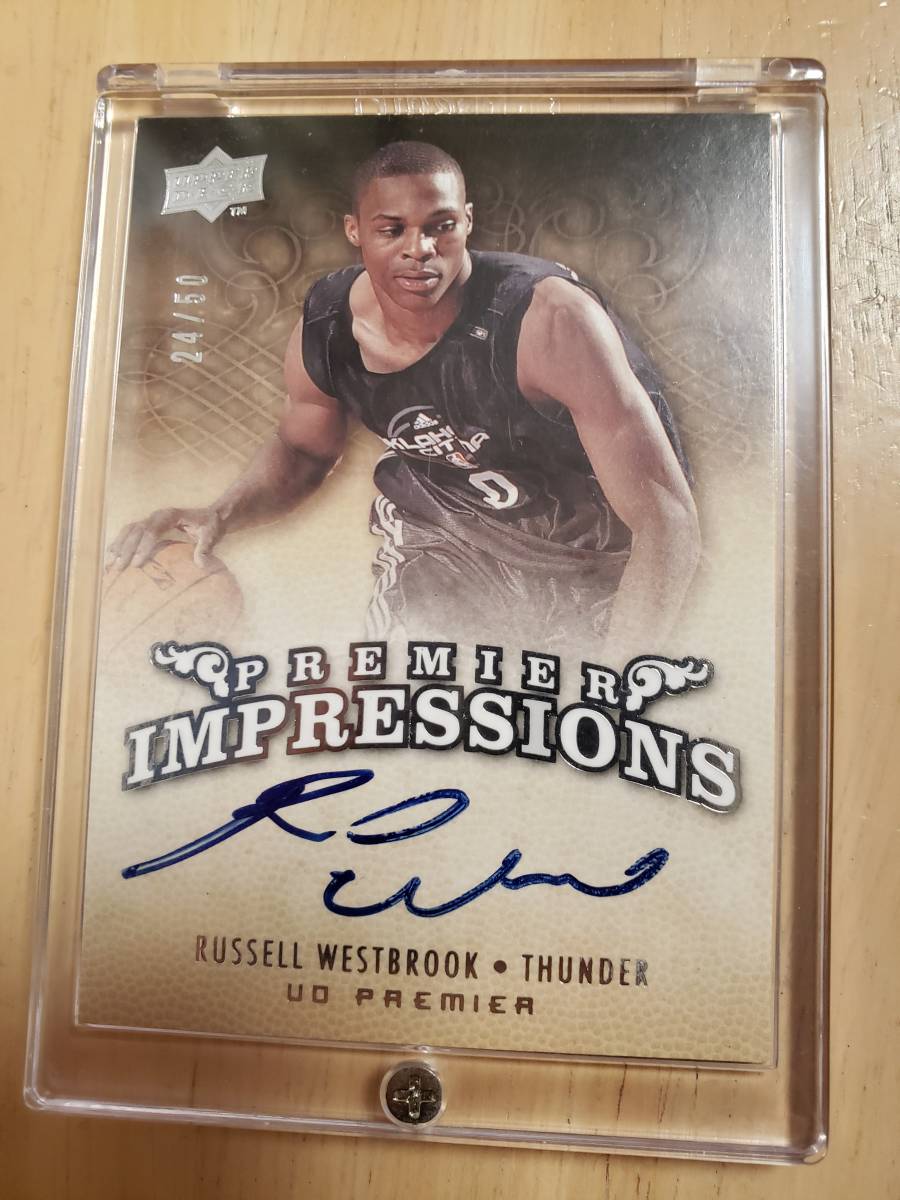 50 sheets limitation autograph 2008 -09 UD Premier Impressions RUSSELL WESTBROOK RC Auto (#/50) / russell waist Brooke Autograph