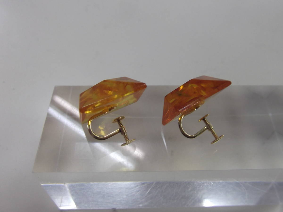 k18 желтое золото янтарь серьги не использовался товар выставленный товар 