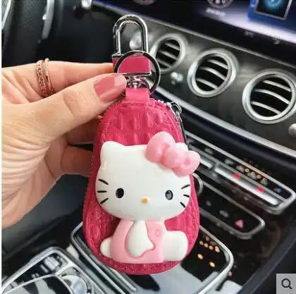 キーケース　リモコン　スマートキー　キーケース　ケース　ハローキティ Hello kitty ローズ 自動車　リモコンキーケース　革　ジッパー_画像1