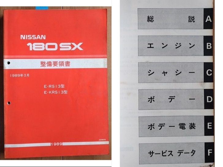 180SX S13型系 整備要領書(本編)+追補版Ⅲ+Ⅳ+車体修復要領書 180SX S13型系 整備要領書(本編)+追補版Ⅲ+Ⅳ+車体修復要領書