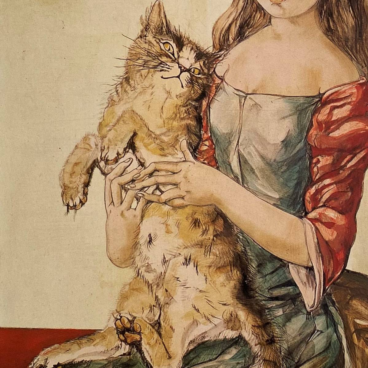 レオナール藤田 猫を抱く少女 - 美術品 レオナール藤田 猫を抱く少女 - 美術品