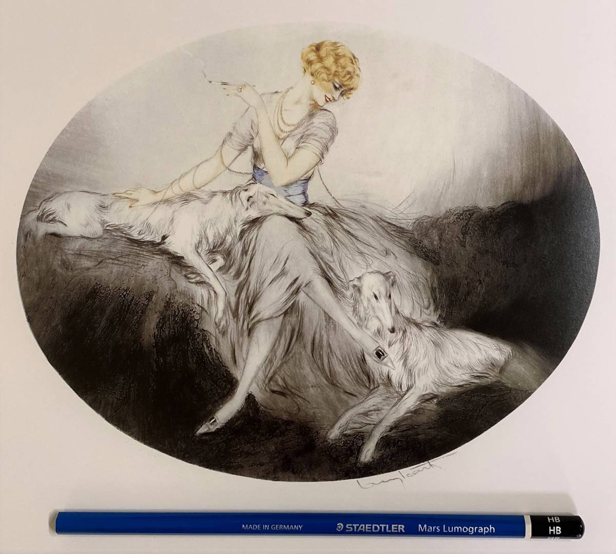  Louis *i Karl,[ woman .boruzoi dog ], rare limitation book of paintings in print .., mat frame attaching, new goods high class amount, free shipping,LOIS ICART