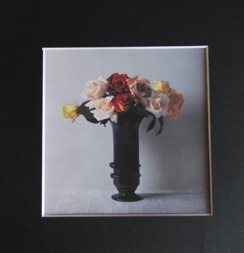 野田弘志、「手吹き花瓶にバラ」、希少な画集より、新品高級額、マット額装付、送料無料_画像6