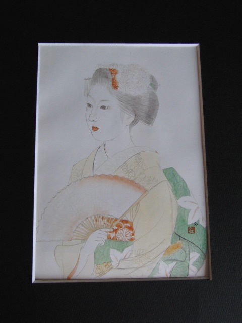  Ogawa rain rainbow,[ Mai . element .], rare book of paintings in print .., new goods high class amount, mat frame attaching, free shipping, beautiful person 