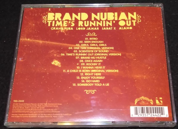 Brand Nubian / Time's Runnin' Out ★Grand Puba　Lord Finesse　 Sadat X 　DJ Alamo　ブランドヌビアン　廃盤CD_画像3