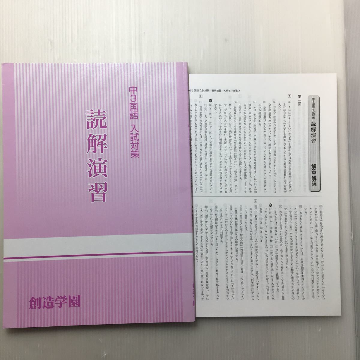 zaa-510♪ 創造学園 中3国語 入試対策 読解演習 問題/解答付計2冊