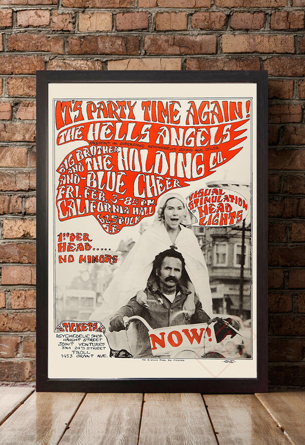 ポスター「ヘルズエンジェルス ダンス」1967 ジャニス・ジョプリン/ブルー・チアー★Hells Angels/ヘルズエンジェルズ/チョッパー_額装イメージ（額は付属しません）