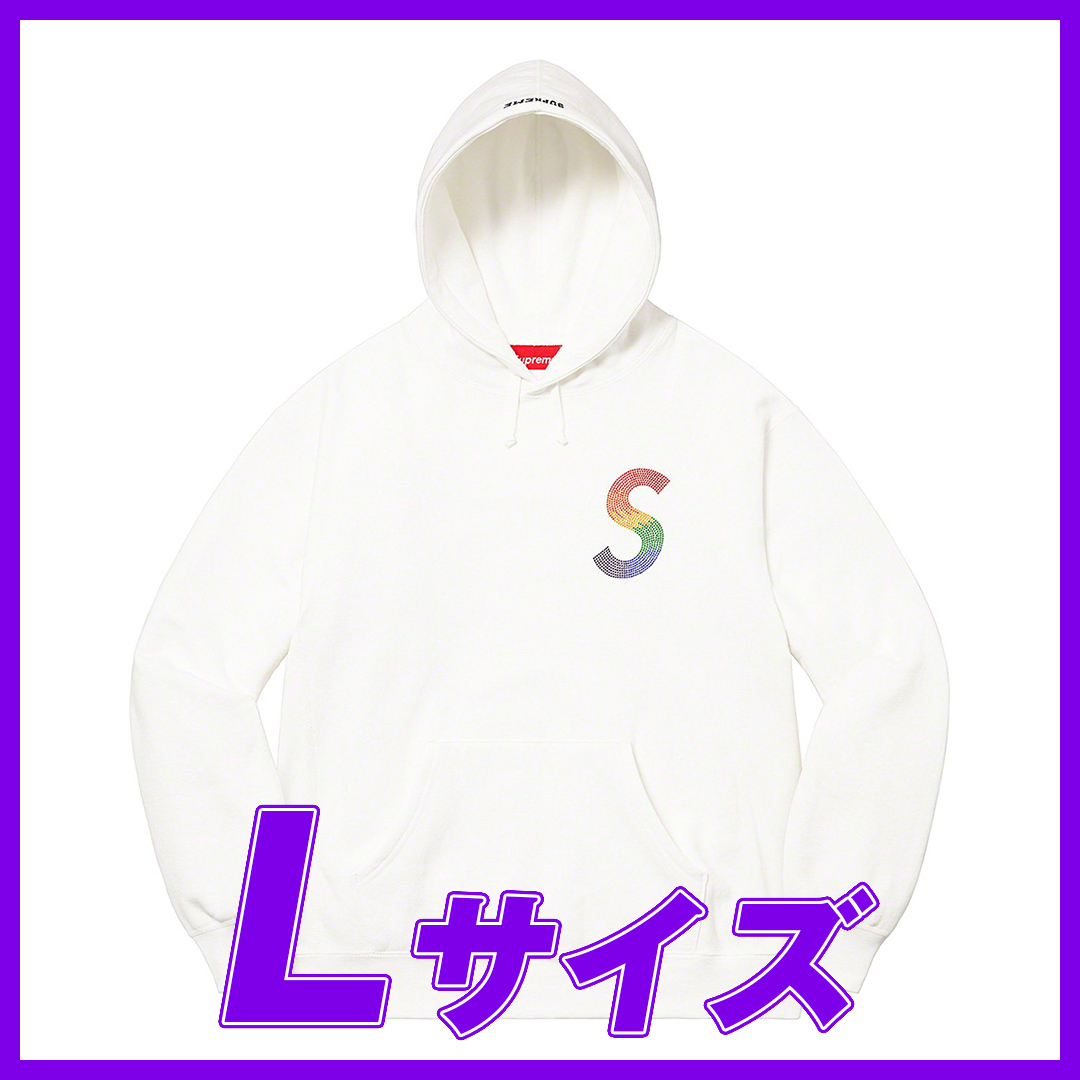 1405　Supreme Swarovski S Logo Hooded Sweatshirt　White L　シュプリーム　スワロフスキー　Sロゴ　パーカー　白　L　2021SS