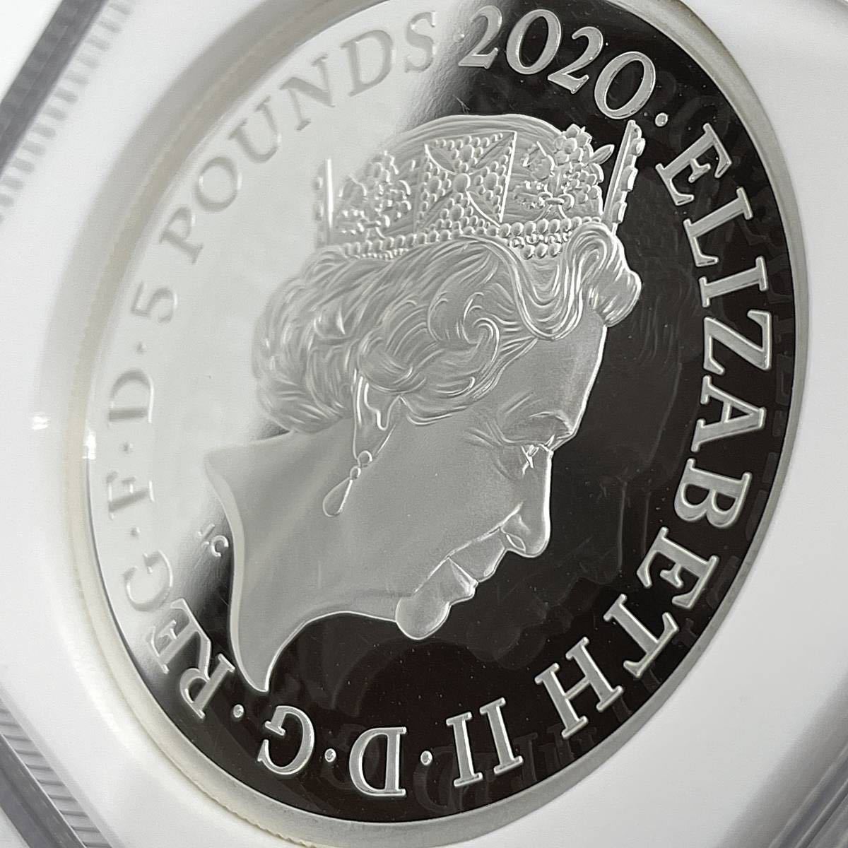 ◆ファーストリリース!!◆2020年 イギリス 007 ジェームズ ボンド 5ポンド 銀貨 2オンス 第3貨 NGC PF69 エリザベス シルバー モダン_画像9