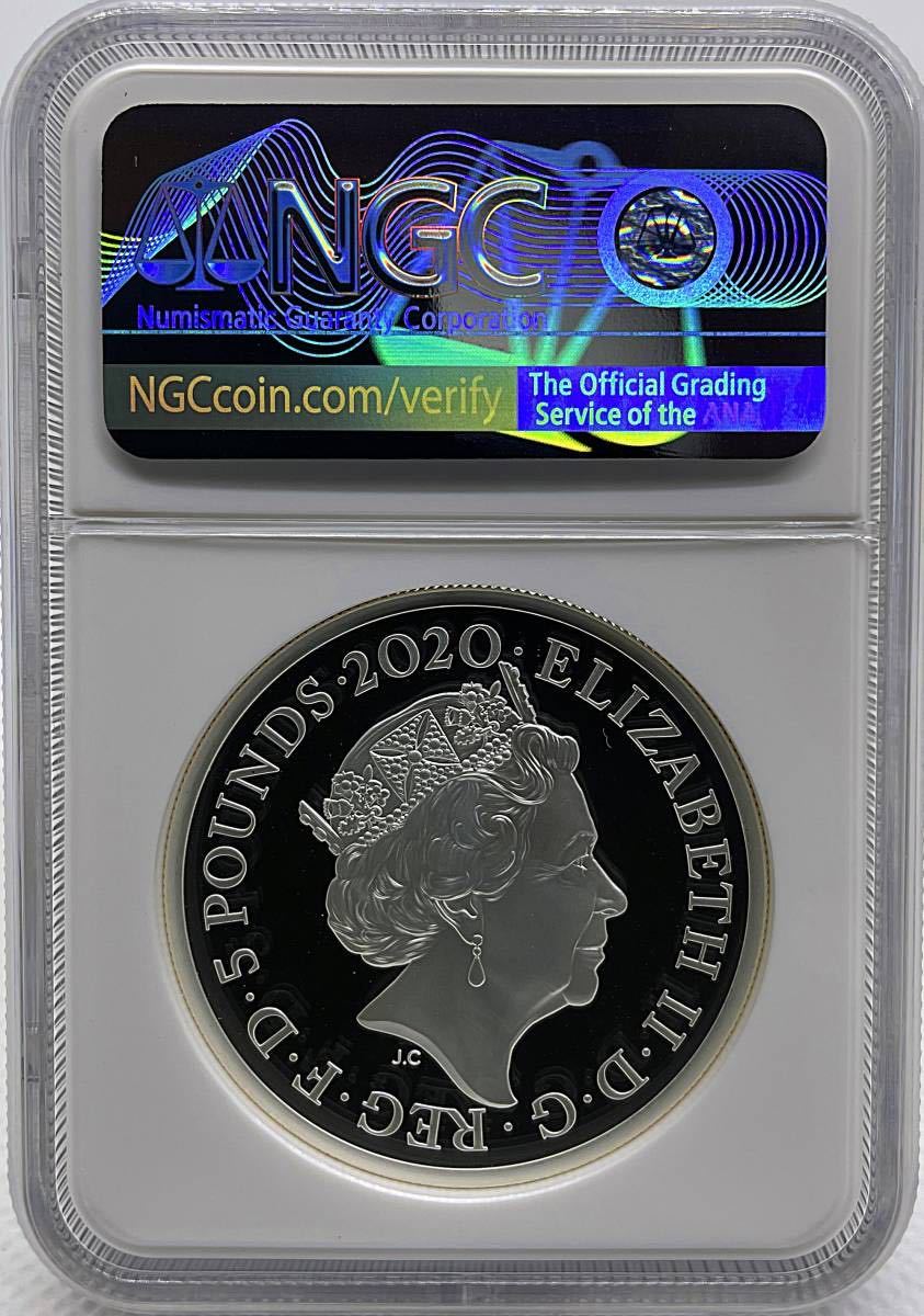 ◆ファーストリリース!!◆2020年 イギリス 007 ジェームズ ボンド 5ポンド 銀貨 2オンス 第3貨 NGC PF69 エリザベス シルバー モダン_画像3