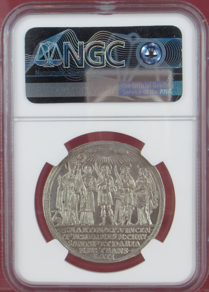 【アート】神聖ローマ帝国 1682 ザルツブルク 1/2ターラー銀貨 NGC UNC DETAILS オーストリア フリーメーソン_画像3