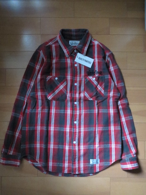 送料無料発送 人気即完売 ワコマリア WACKO MARIA 長袖REDチェックシャツ XL 正規品 日本製 厚地コットン100% とても美品