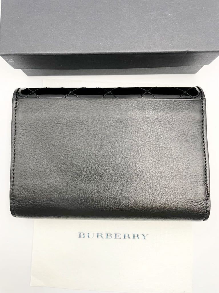 バーバリー 三つ折り財布 ブラック×エナメル 小銭入れ付き 未使用品 二つ折り財布 メンズ BURBERRY 長財布 レディースの画像3