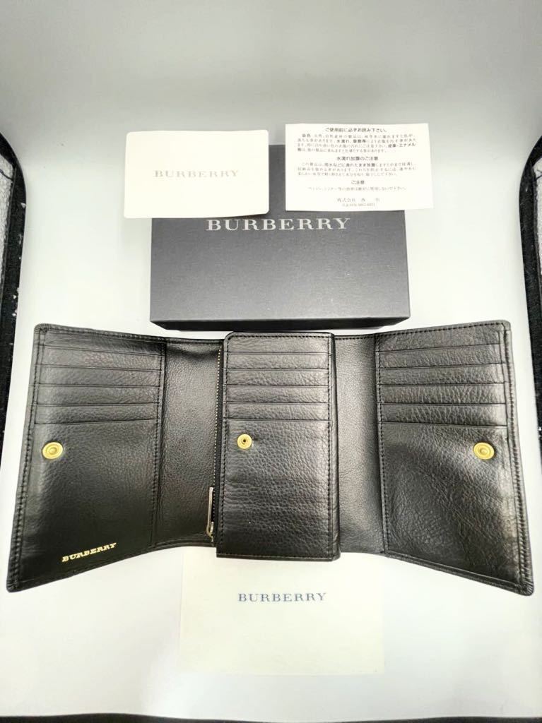 バーバリー 三つ折り財布 ブラック×エナメル 小銭入れ付き 未使用品 二つ折り財布 メンズ BURBERRY 長財布 レディースの画像5