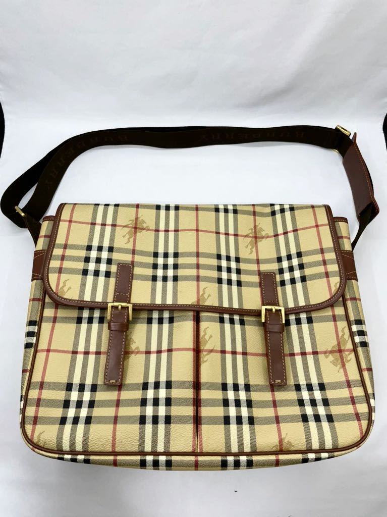 BURBERRY チェック メッセンジャーバッグ ショルダー ブラウン 男女