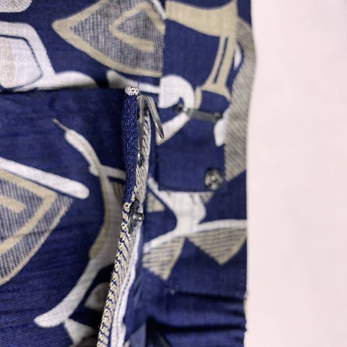 SOFT LADY short sleeves blouse skirt total pattern art pattern navy blue navy grey gray 