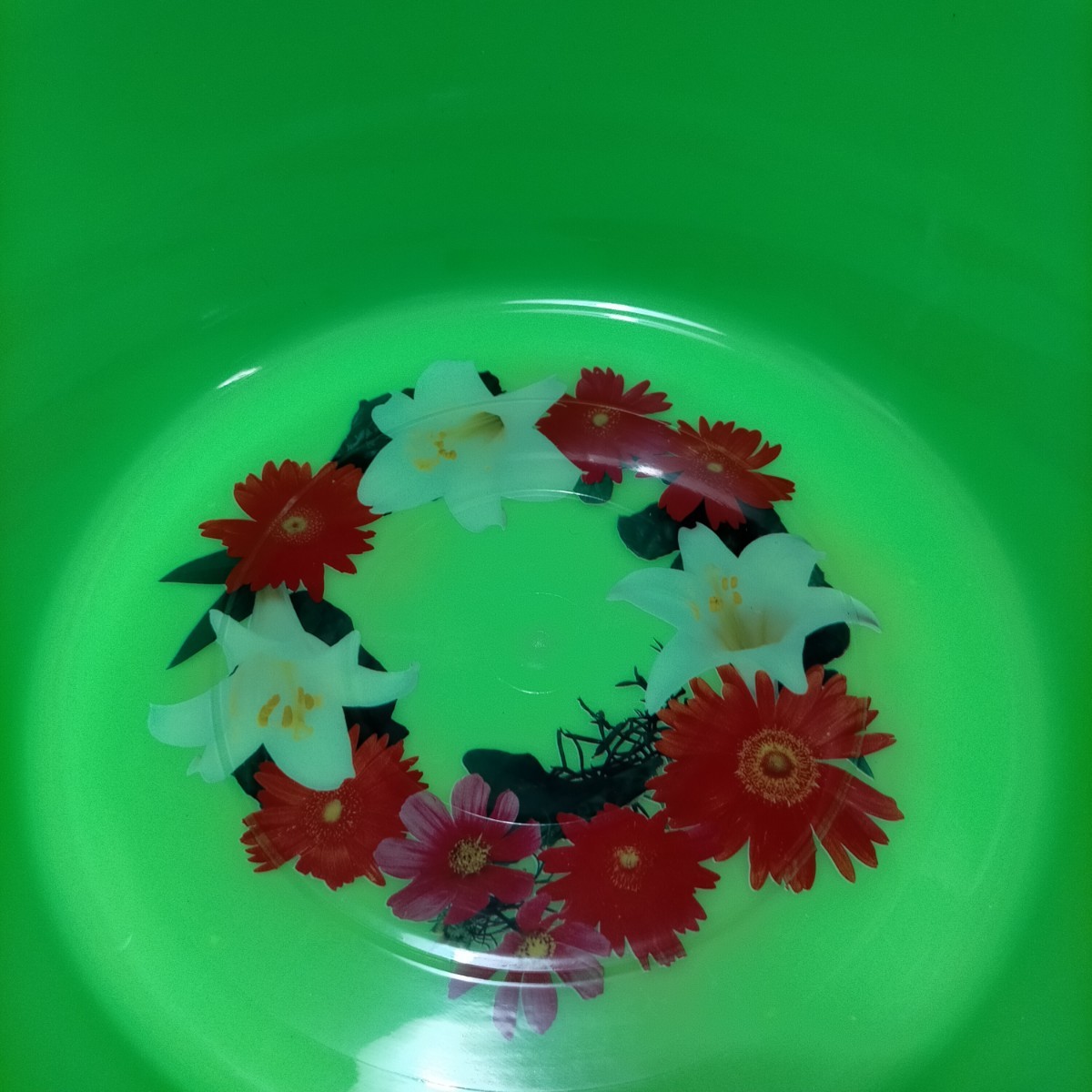 Paypayフリマ 昭和レトロ雑貨 水切りカゴ 風呂桶 フラワー 未使用品 緑 青 ピンク 花柄 洗面器 当時物