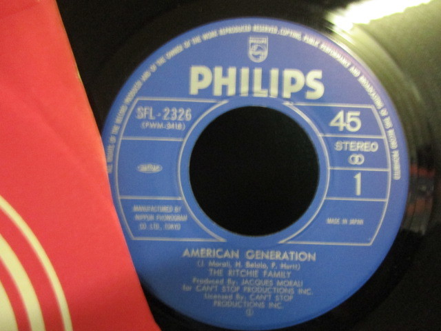 The Richie Family ： American Generation 7'' / 45s ★ 1978 Disco ☆ c/w Music-Man // 落札5点で送料無料_画像2