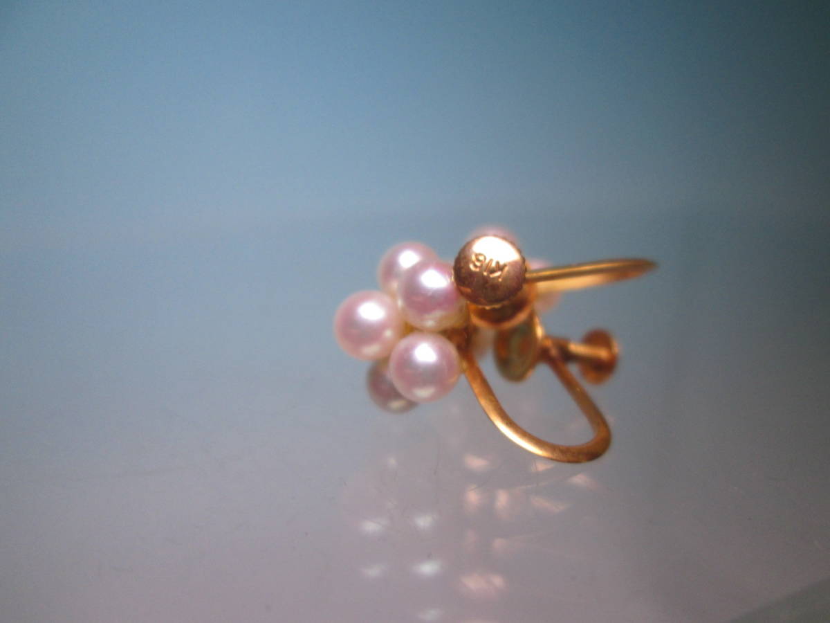 ☆K18 本真珠 可愛いお花のイヤリング 2,07g_画像9