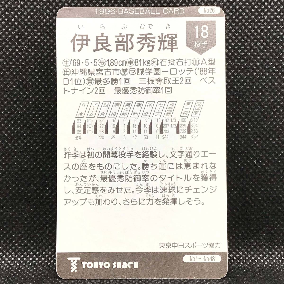 CFP[ at that time thing ]TOKYO snack Tokyo snack baseball card 1996 No.026. good part preeminence shining Professional Baseball Lotte Marines 