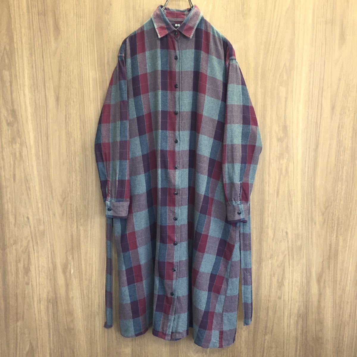 Paypayフリマ Uniqlo ユニクロ チェック柄 ロング シャツワンピース S Size ネルシャツ 綿100 Paypayフリマ Uniqlo ユニクロ チェック柄 ロング シャツワンピース S Size ネルシャツ 綿100