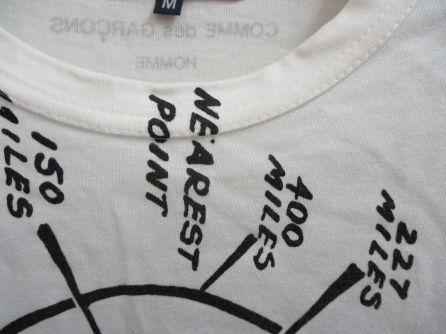 即決 2006SS COMME des GARCONS HOMME コムデギャルソンオム 06SS 初期 首下ブランドロゴ ＆ 地球 アートプリントTシャツ メンズ M_画像3