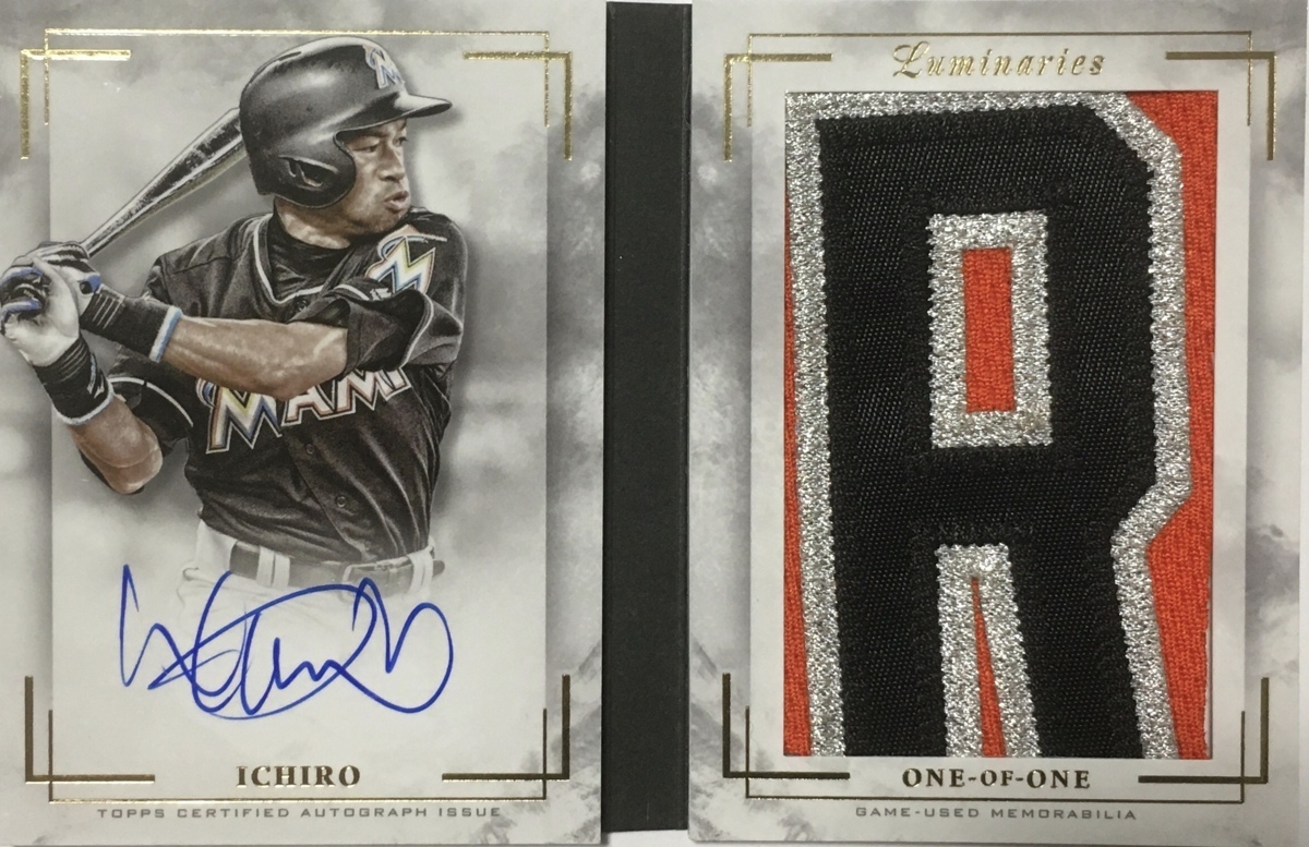 【1/1枚限定】イチロー直書きサイン実使用ジャンボパッチ 2018 Topps Luminaries Game-used Jumbo Letter Patch Auto_画像1