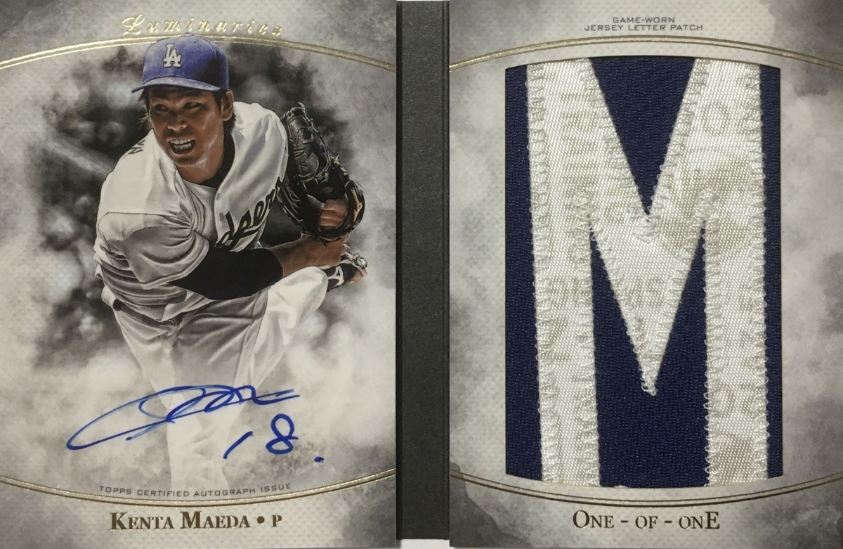 話題の人気 Topps 2017 【1/1枚限定】前田健太直書きサインレターパッチ Luminaries Auto Booklet Patch Letter Jumbo Topps