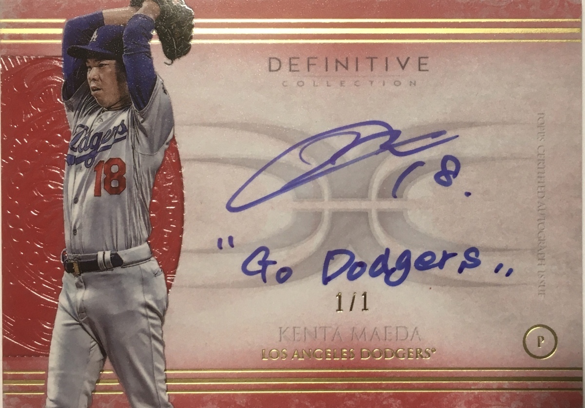 超熱 【1/1枚限定】前田健太直書きGo Dodgers入りサイン 2017 Topps Definitive Inscription Go Dodgers Auto Topps