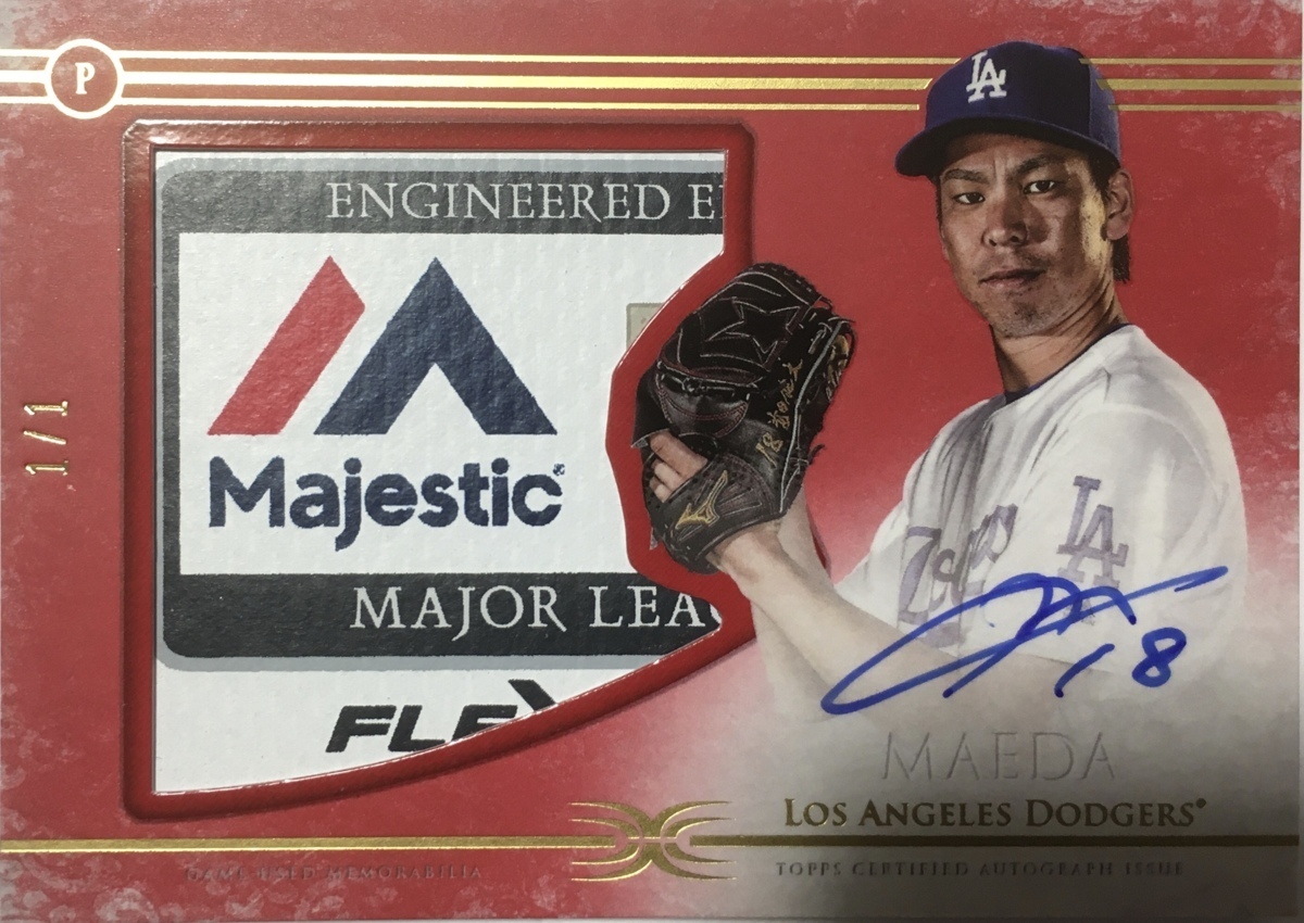 無料配達 【1/1枚限定】前田健太直書きサインタグパッチ 2017 Topps Definitive Laundry Jumbo Tag Patch Auto Topps