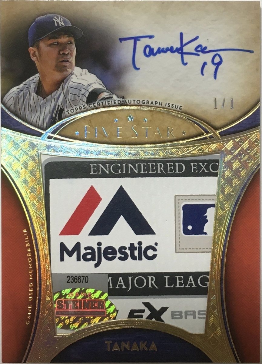 1/1枚限定】田中将大直書きサインタグパッチ 2017 Topps Tire One