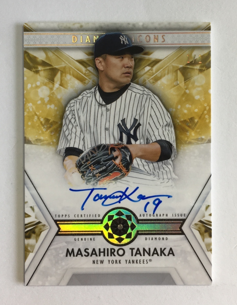 【1/1枚限定】田中将大直書きサイン※ダイヤモンド入り 2019 Topps Diamond Icons Diamond-encased Auto Gold