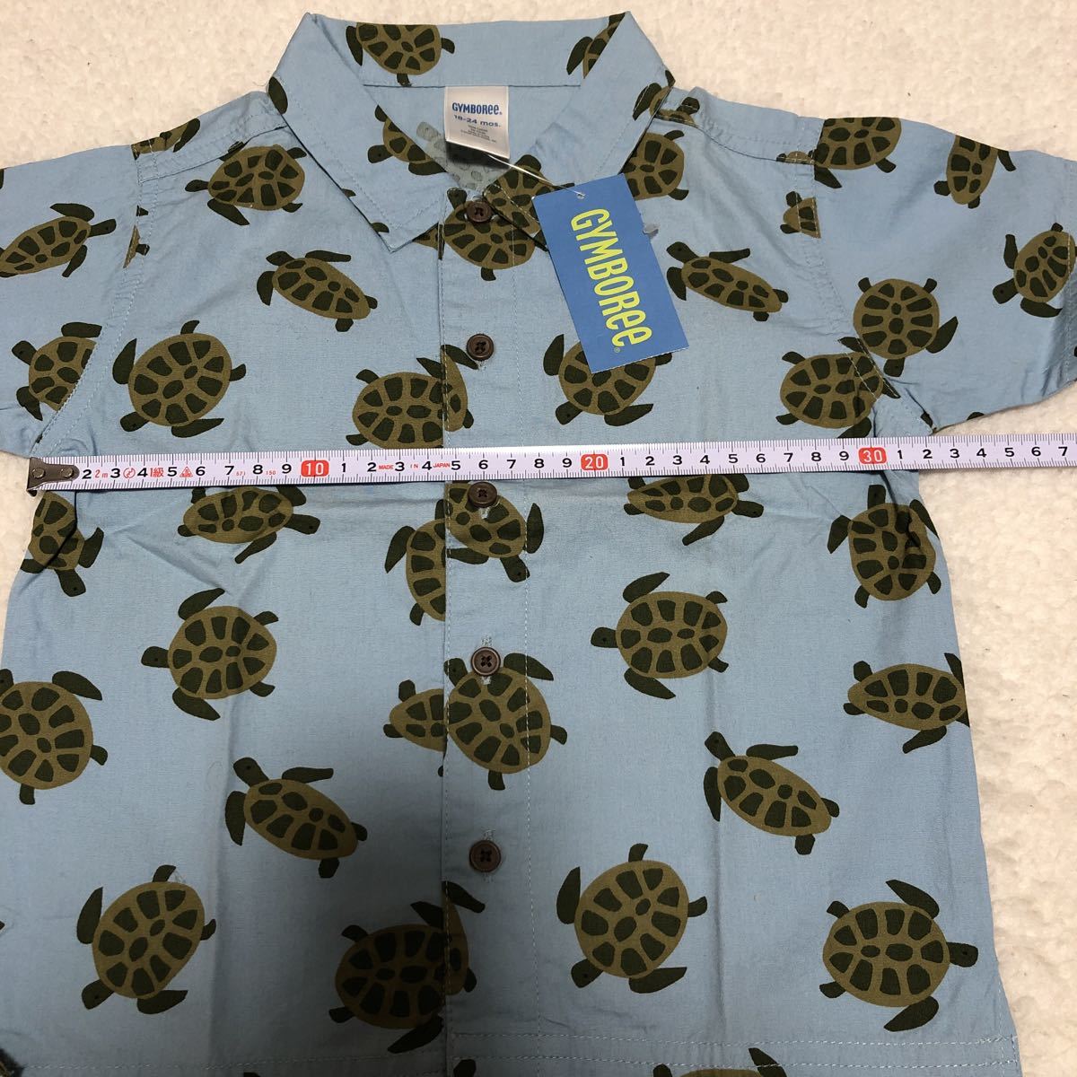 * tag equipped Gymboree Gymboree collar attaching short sleeves shirt 80~90 man blue turtle child clothes baby clothes Kids blouse summer sea turtle aro is 