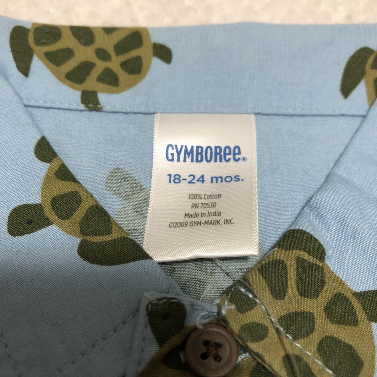 * tag equipped Gymboree Gymboree collar attaching short sleeves shirt 80~90 man blue turtle child clothes baby clothes Kids blouse summer sea turtle aro is 