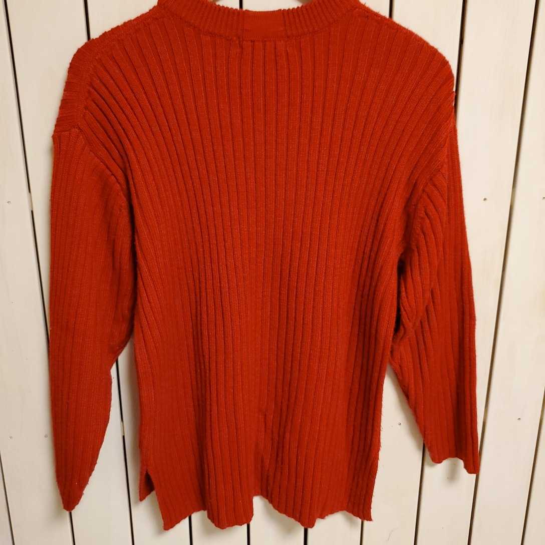 ◆レイジブルー◆ニットセーター　渋め赤　メンズSサイズ(ゆったりめ)　ウールアクリル_画像7