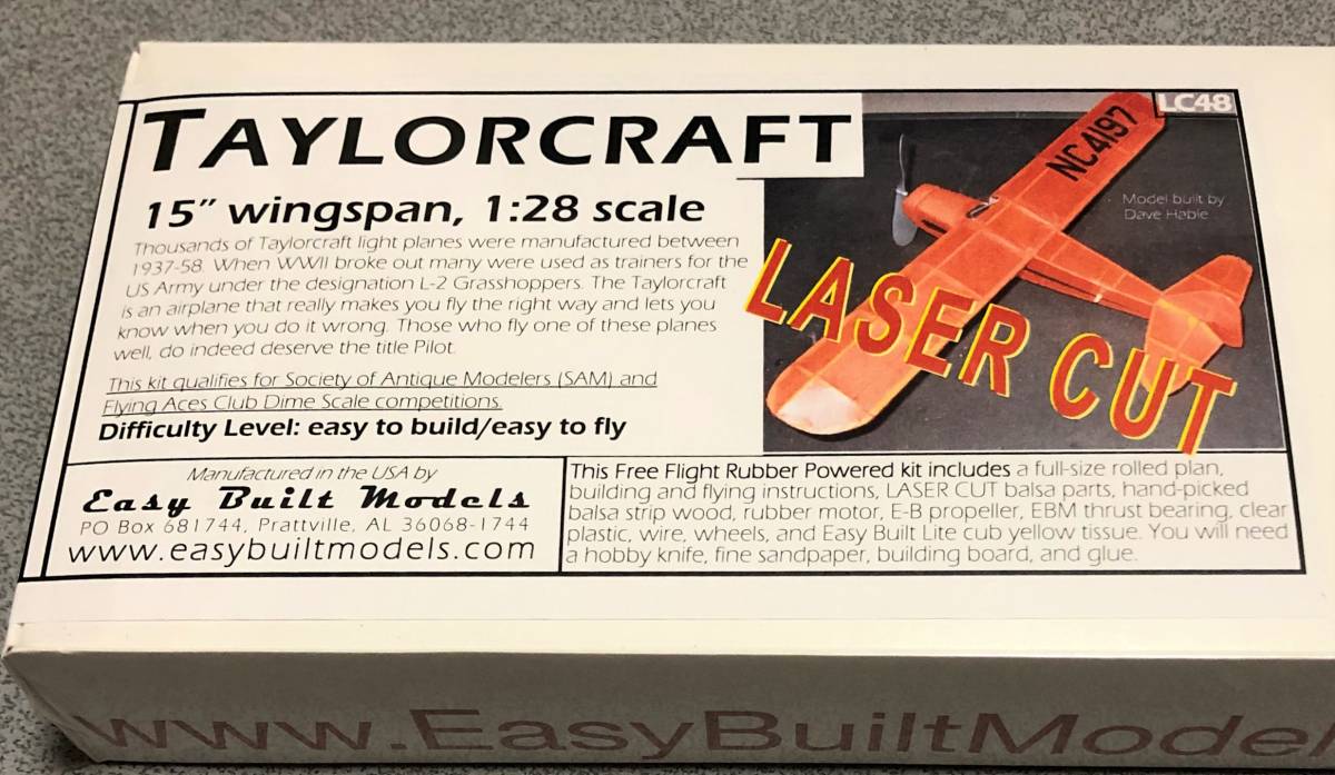 【ゴム動力機】Easy Built製Taylorcraft（L/C仕様）（翼長：15”=381mm)・・・残り4_画像1