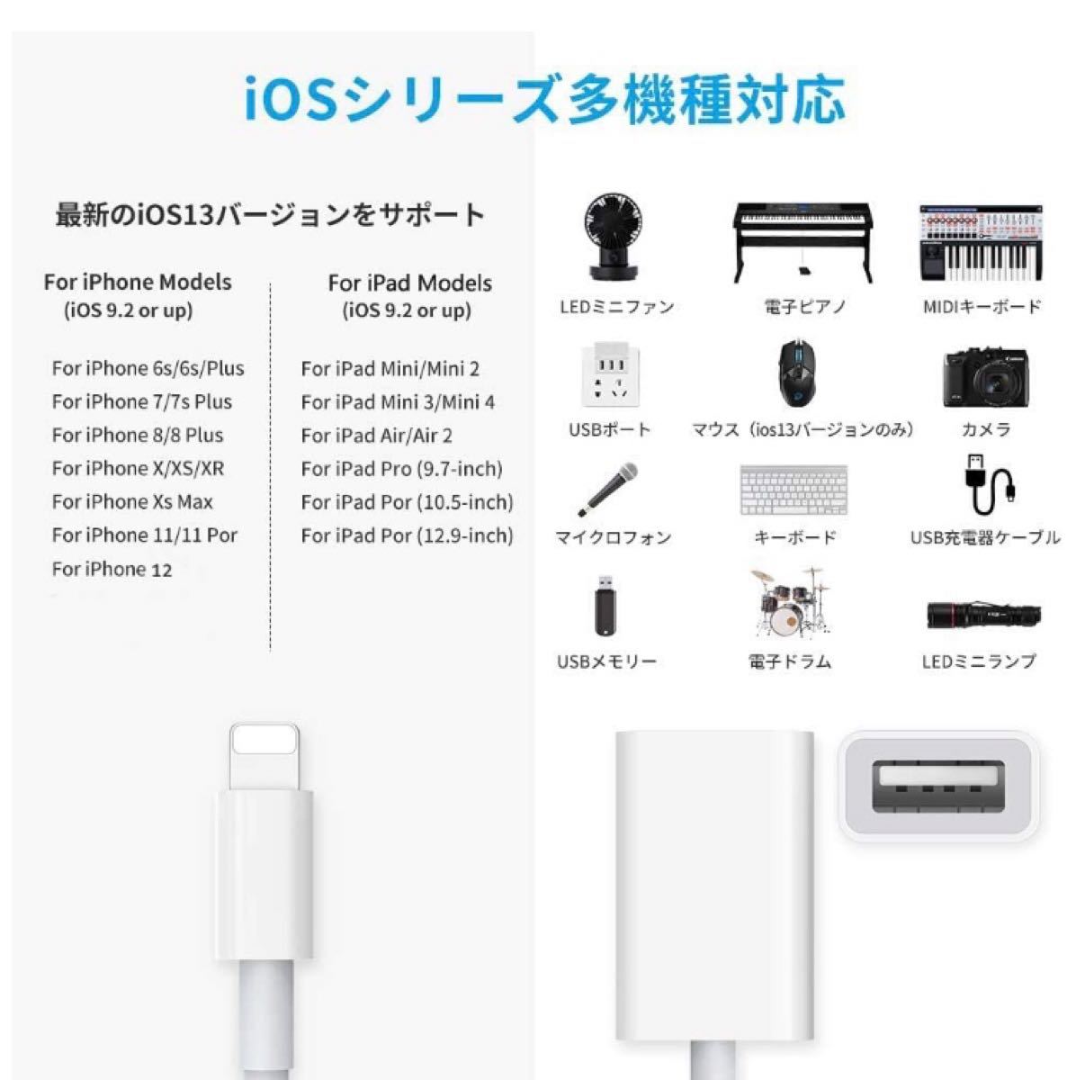 Menetop USBカメラアダプタfor iphone otg ライトニング usb