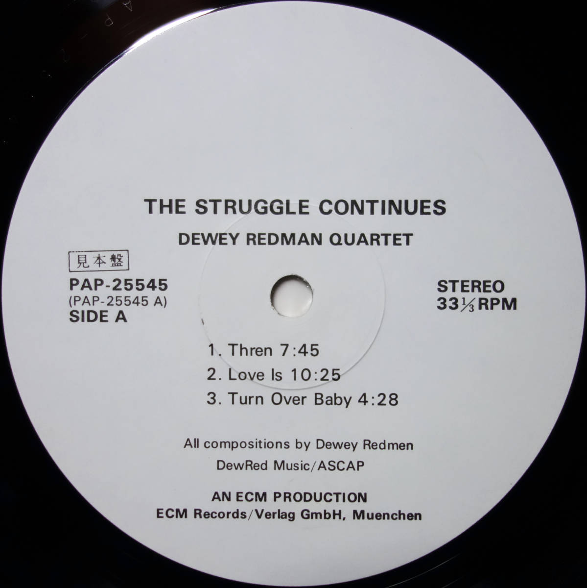 ◆DEWEY REDMAN QUARTET/THE STRUGGLE CONTINUES (JPN LP Promo) -Ed Blackwell, ECM_画像2