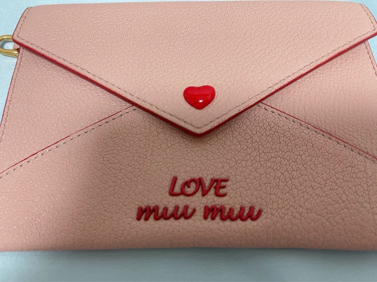 MIUMIU miumiu ミュウミュウ ラブレター ピンク 薄型 財布 ポーチ