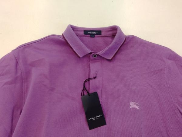 BURBERRY LONDON バーバリー ロンドン 半袖 ポロシャツ タグ付 刺繍ロゴ メンズ パープル 紫 M