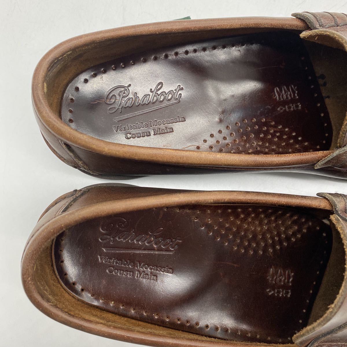 【5-1/2】Paraboot Coin Loafer Brown パラブーツ コイン ローファー ブラウン レザー シューズ 箱無し (0518) 1040_画像8