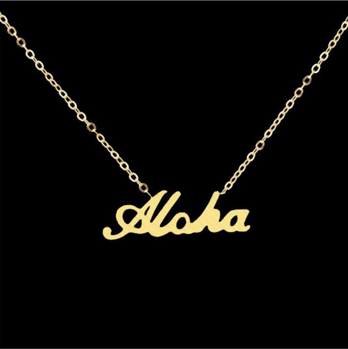 新品 ゴールド 金 アロハ ALOHA ネックレス ハワイ購入 日本未発売_画像1