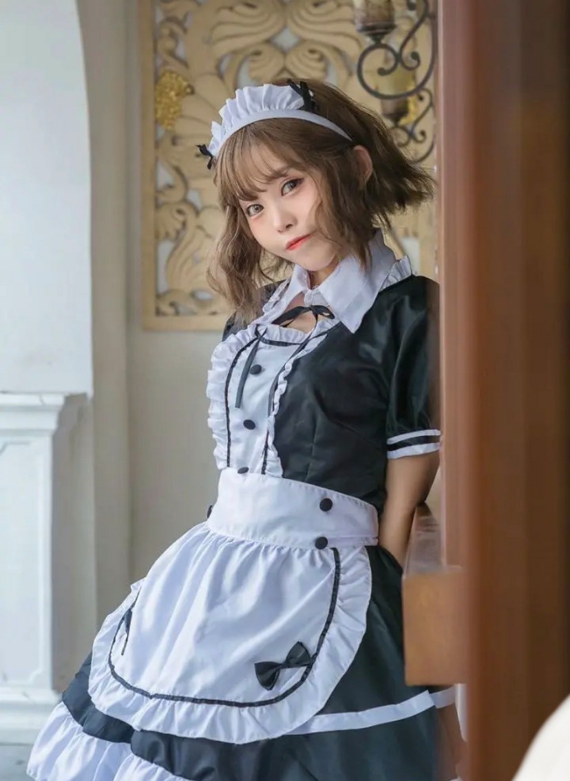 メイド コスプレ ブラック メイド服 ロリータ服 ゴスロリ服 かわいい 人気 大きめ コスプレ衣装