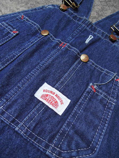 USA made ROUND HOUSE overall *32 -inch / men's M size degree / Denim / American Casual / round house 