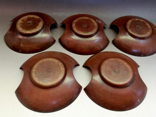 茶托□黄銅托子 大阪尚美堂造 5客 茶たく 銅製 煎茶器 お茶道具 茶托□黄銅托子 大阪尚美堂造 5客 茶たく 銅製 煎茶器 お茶道具