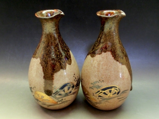 最高の品質の 徳利□【永楽】2客 骨董品□ 時代物 古美術 古い酒器 涙 ...