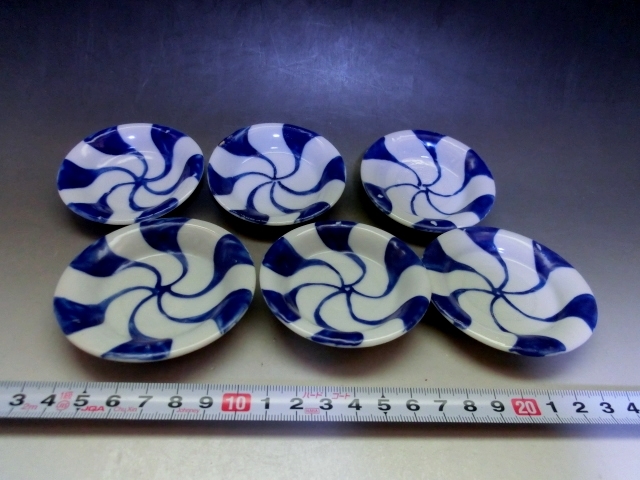 小皿□染付捻紋手塩皿 6枚 丸皿 古美術 時代物 骨董品□ www.pn