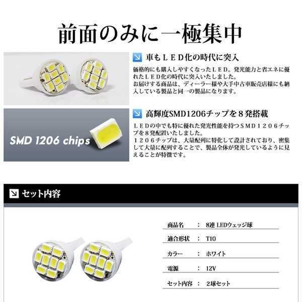 ２０個セット 用途は色々 送料込み LEDバルブT10ウェッジ8連SMDホワイト ポジションランプ ナンバー灯 ルームランプ 爆光 お買い得SET_画像4